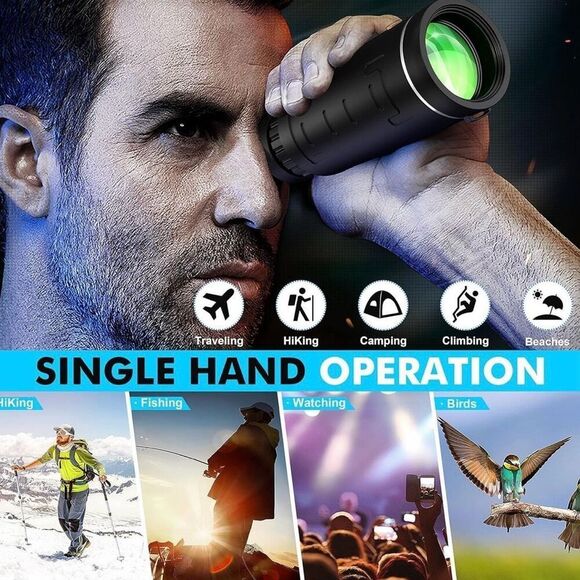 40x60 Monocular Telescope with Smartphone Adapter, High Powered BAK4 Prism FMC - Picture 2 of 7